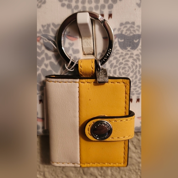 Coach Accessories - NWT Coach Yellow & Cream Leather Photo Book Keychain/Bag Charm